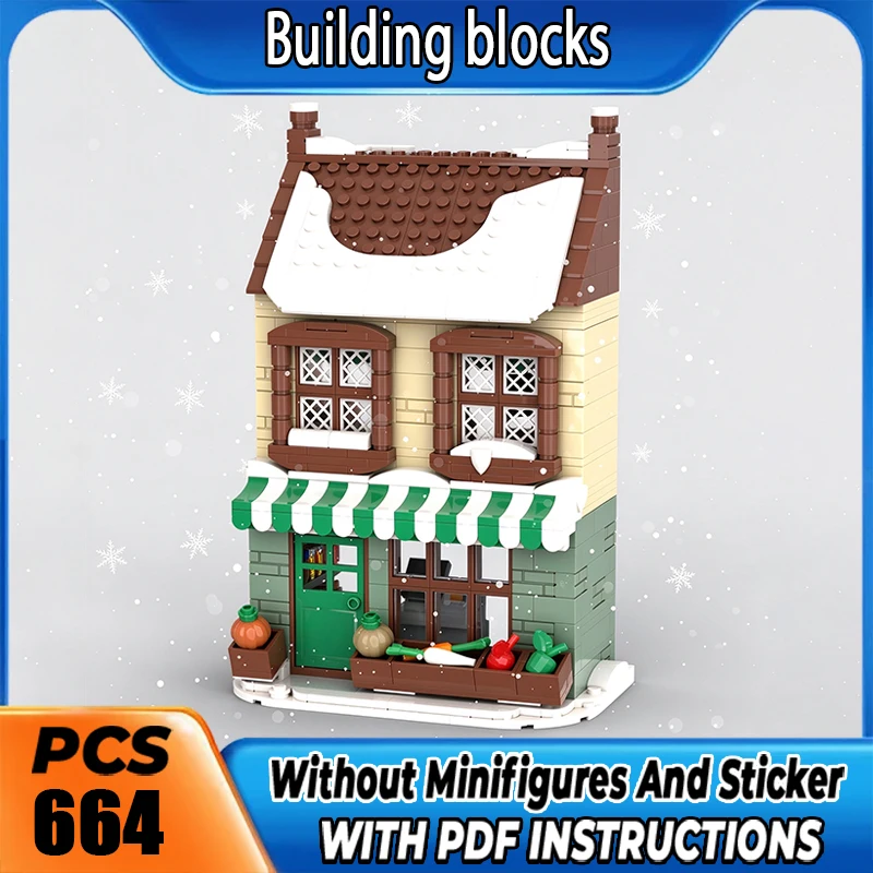 MOC Premium Blocks Winter Village Grocery Store Model DIY Assemble Bricks High Precision Collectible Toy Holiday Christmas Gift