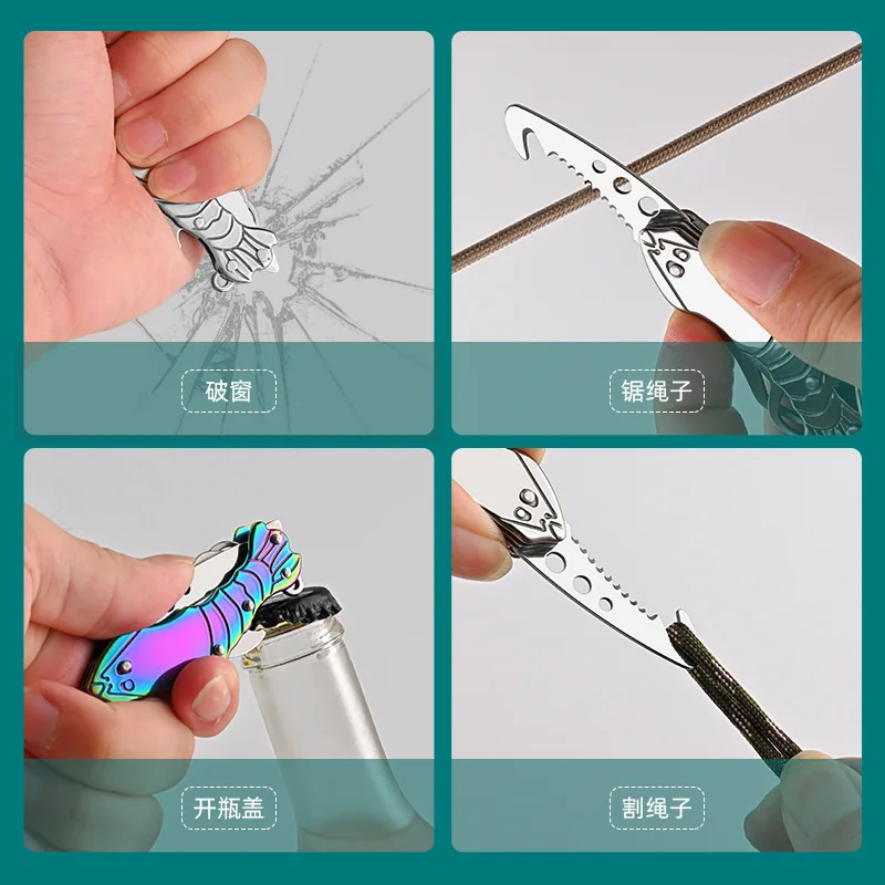 Creative Cleaning Oral Dental Toothpick Mini Knife Stainless Steel EDC Lobster Knife Keychain Window Breaker Serrated Hook Tools