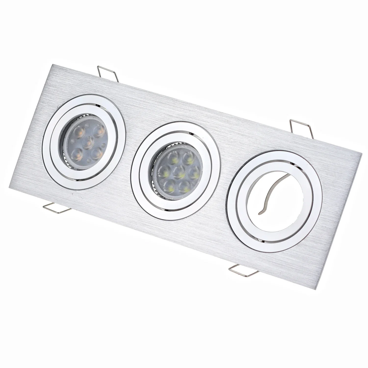 JOYINLED 3-Head Square LED Recessed Downlight Frame with MR16 GU5.3 Lamp Holder 85mm Cutout Ceiling Spotlight Fixture for Indoor
