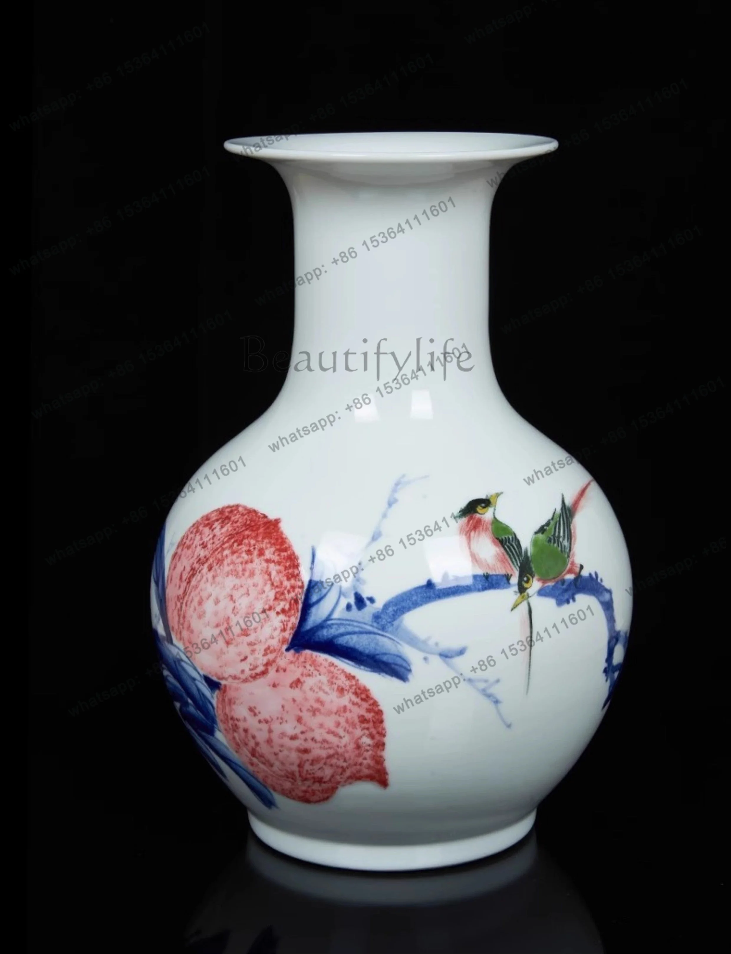 LJY  Chinese living room vase ornament ceramic hand-painted home decoration wine cabinet bogu rack