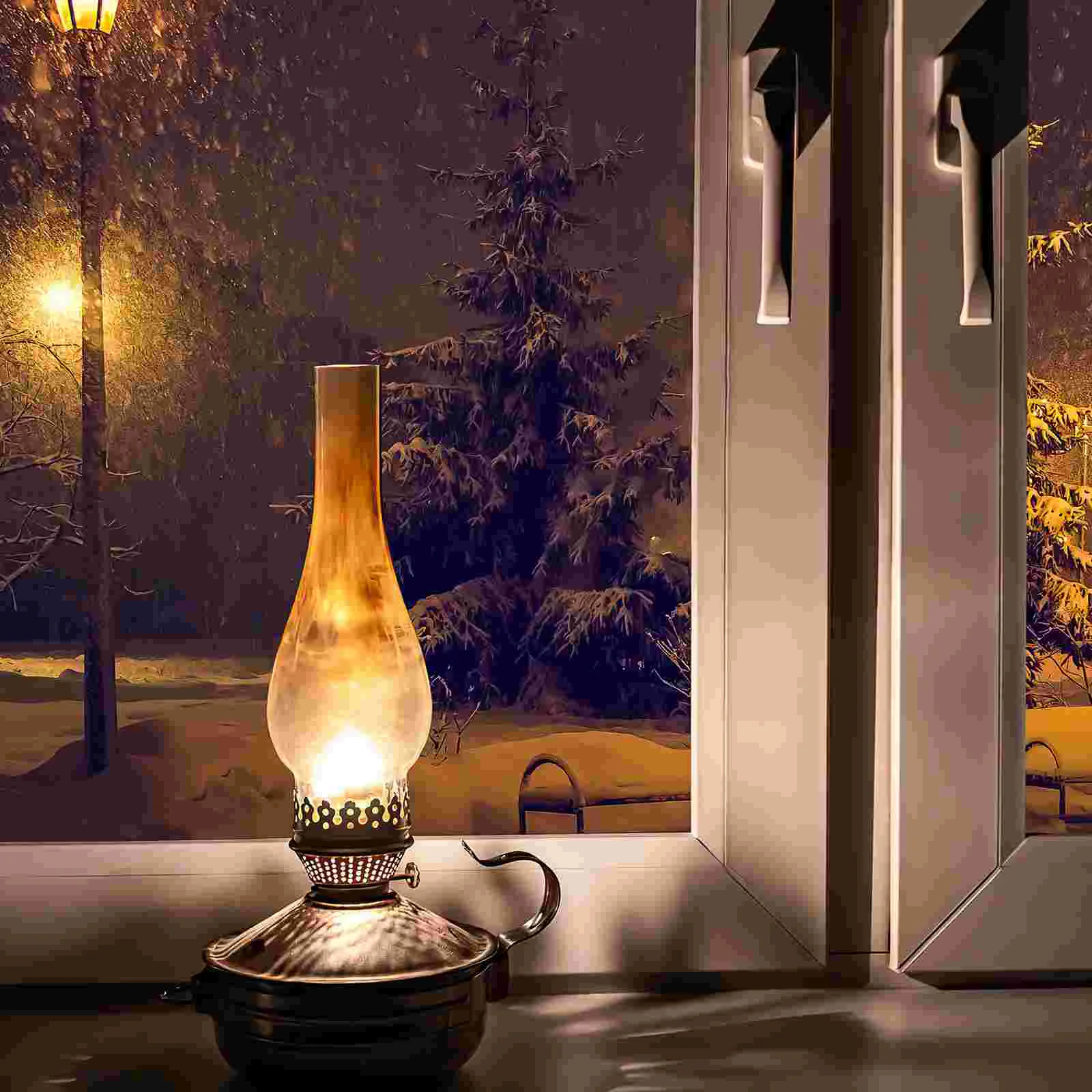 Indoor Oil Lamp Chimney Vintage Glass Kerosene Lamp Shade Cover Replacement glass lamp shade replacement