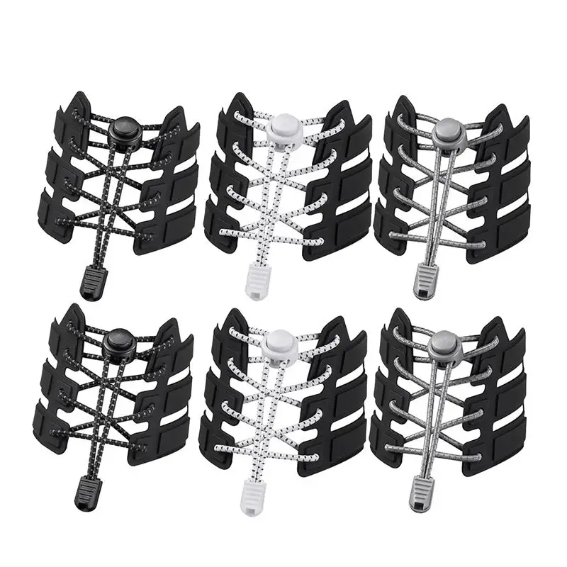 

6 Pcs No Tie Shoelaces,Reflective Elastic Lock Shoe Laces, One Size Fits All Adult And Kids Shoe-A00E