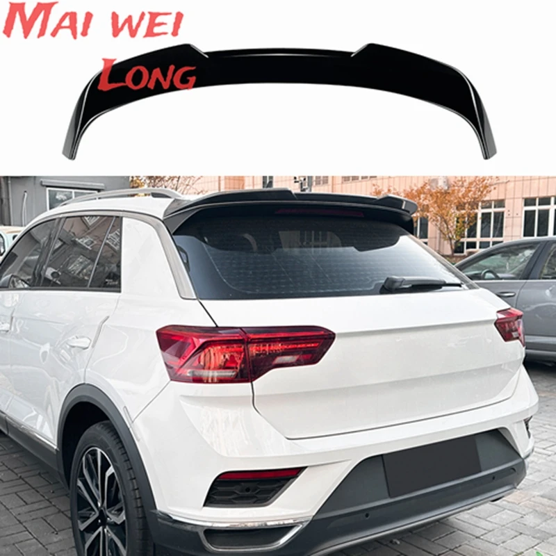 Rear Roof Spoiler Wing For Volkswagen VW T Roc T-Roc 2017-2024 Gloss Black/Carbon Fiber Look Car Tail Trunk Upper Splitter Lip