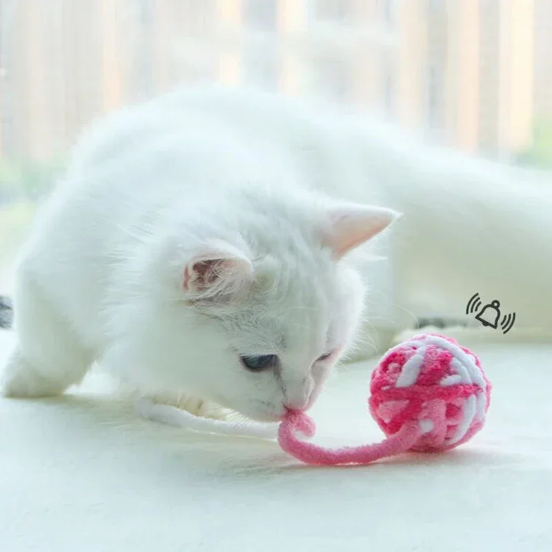 

Funny Cat Toys Colorful Yarn Balls with Bell Sounding Interactive Chewing Toy for Kitten Stuffed Toy Ball Cat Toys Supplies