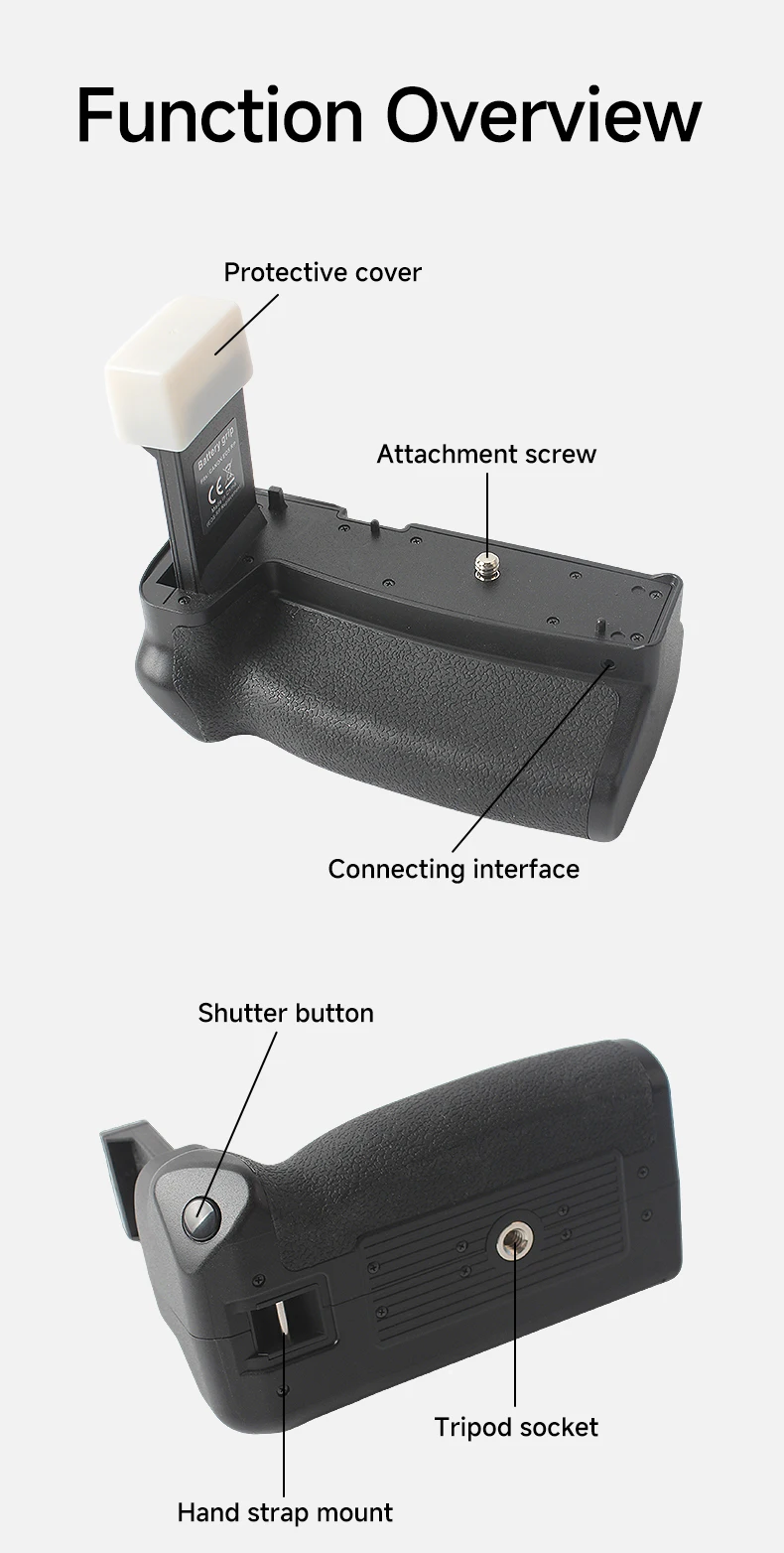 BG-EOS RP Batteriegriff mit zwei LP-E17 Steckplätzen, erweiterter Power-Griff für Canon EOS Kameras, kompatibel für Outdoor-, Reise- und Porträtaufnahmen – Detail 6