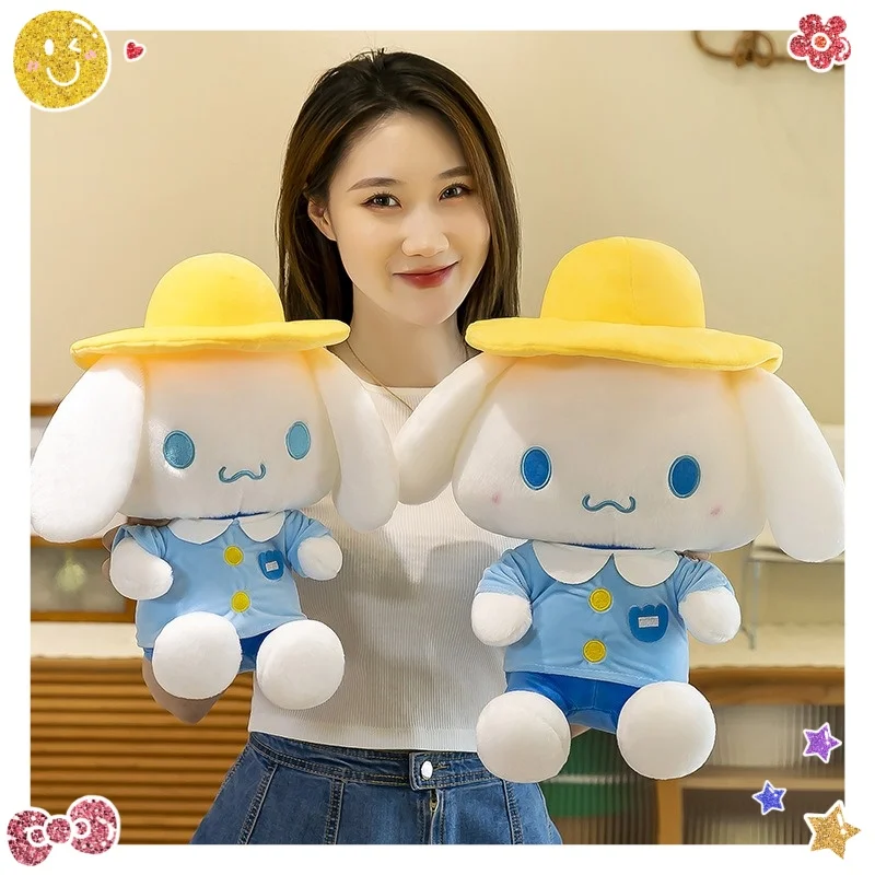 Sanrio New Hat Cinnamoroll Plush Doll Student Grasping Machine Doll Pillow Ornament Big Eared Dog Cartoon Doll Birthday Gift