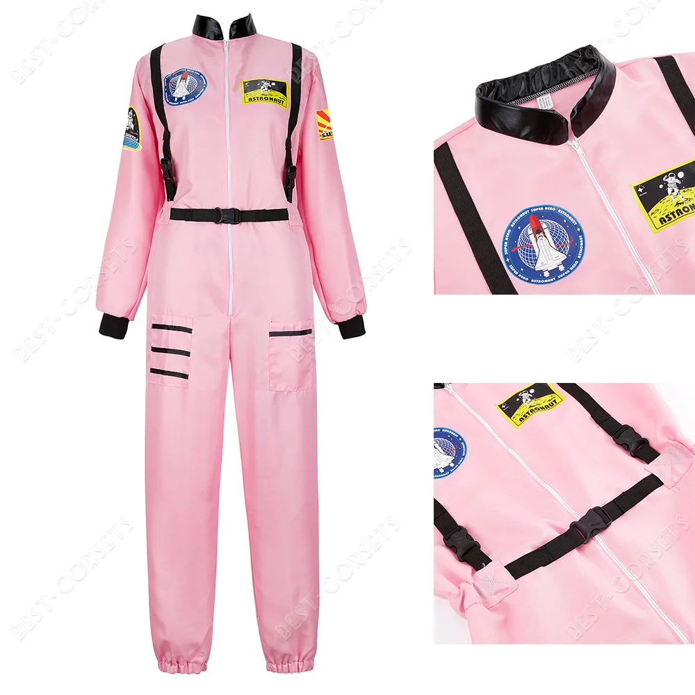 Adults Astronaut Costume Cosplay Women Men Space Astronaut Costume for Kids Jumpsuit Zipper Family Spacesuit Costume Carnival