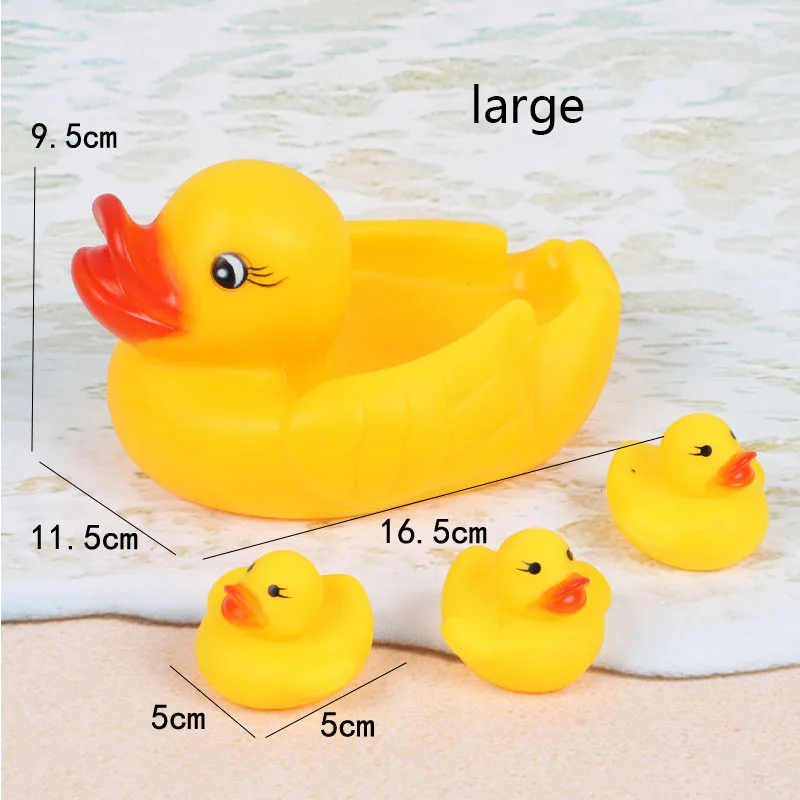 

4PCS Baby Toys Water Floating Children Water Toys Yellow Rubber Duck Ducky Baby Bath Toy for Kids Squeeze Sound Squeaky Pool