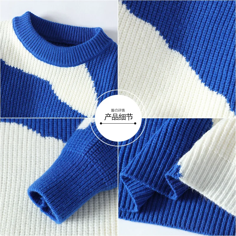 Men's New Autumn Winter Casual Warm Neck Sweater Knit Pullover Tops Mens Casual  Streetwear Warm Knitting Pullovers