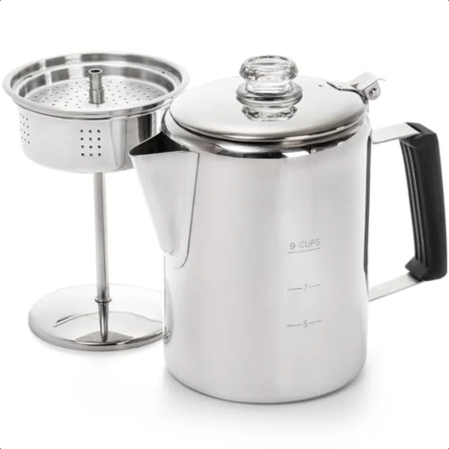 

Camping Coffee Pot Stainl Steel Coffee Pot Outdoors Durable Stove Top Brew Coffee Maker on Fire Ideal for Group Camping Hiking