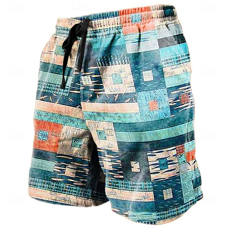 

Пляжные шорты с рисунком в стиле ретро для мужчин, летняя мода, повседневная одежда, плавки с 3D принтом, свободные дышащие детские шорты
