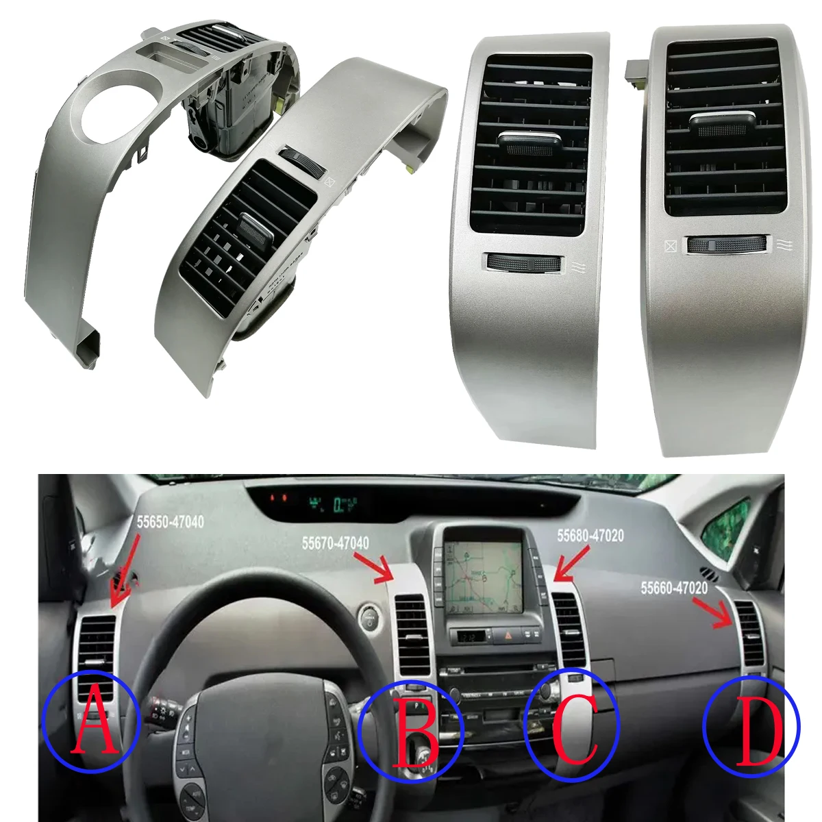 

1PCS LHD For Prius 2004-2009 Dashboard Air Vents Frame 4554747020 Air Conditioner Outlet Panel Fresh Nozzle 45547 47020