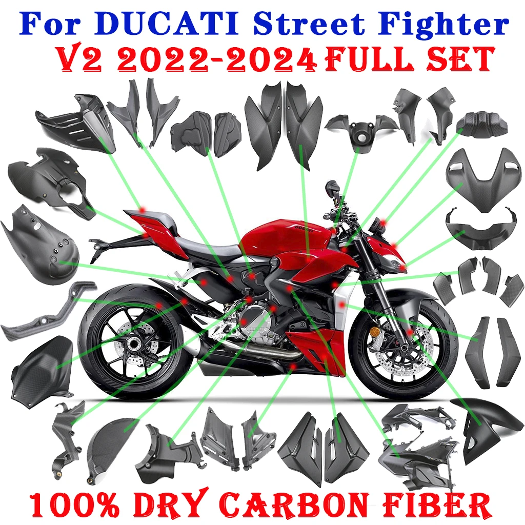

For DUCATI Streetfighter V2 2022 2023 2024 Real Dry Carbon Fiber Accessories Parts Fender Winglets Exhaust Cover Fairing Kits