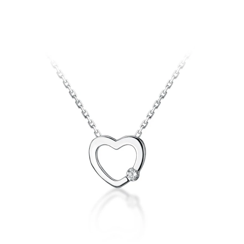 MODIAN 925 Sterling Silver Simple Gold Color Radiant Zircon Hollow Out Hearts Pendant Necklace for Women Fashion Fine Jewelry