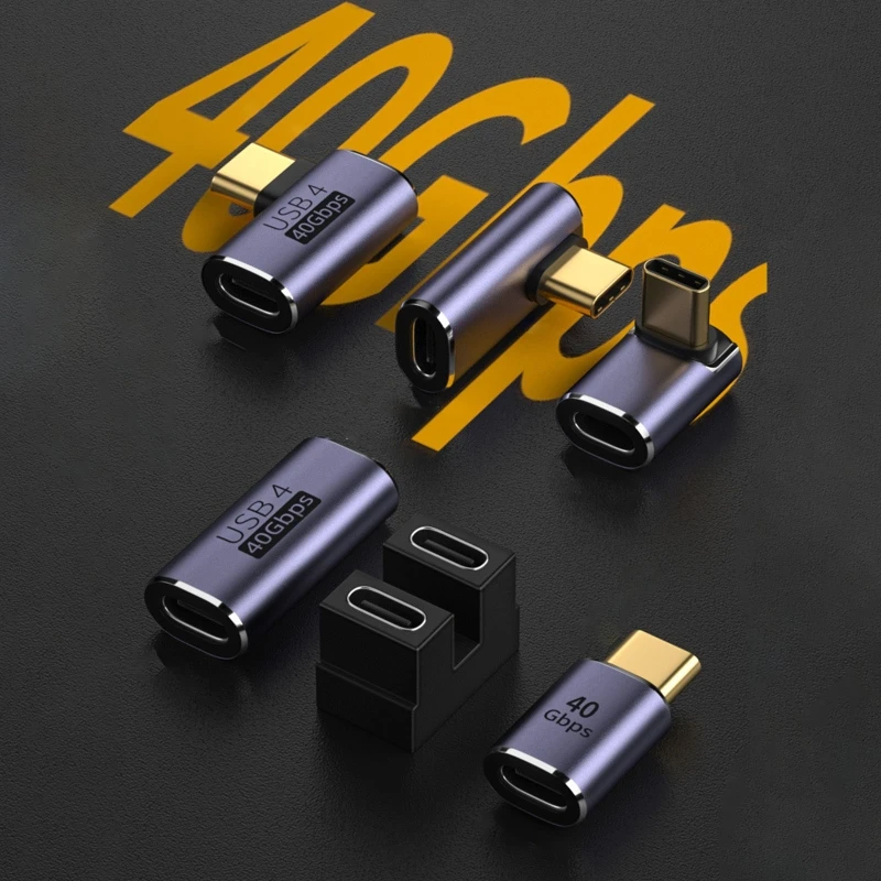 USB C Right Angle U-Shape Straight Angle Adapter Type C to Type C 40Gbps Fast Data Adapter Converter Charging Adapters