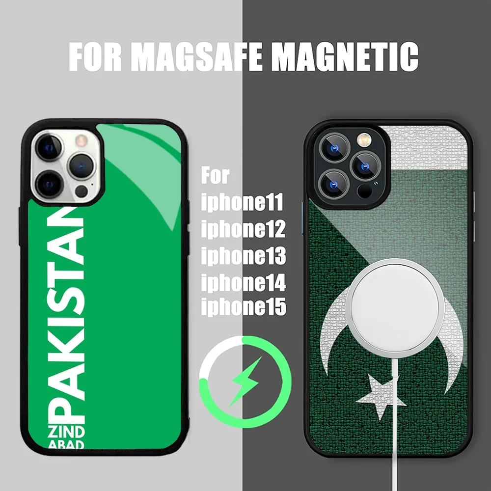 Pakistan flag Phone Case Strong Magnetic For IPhone 15 14 13 Pro Max 11 12 Mini Alex Mirror For Magsafe Wireless Charging Cover