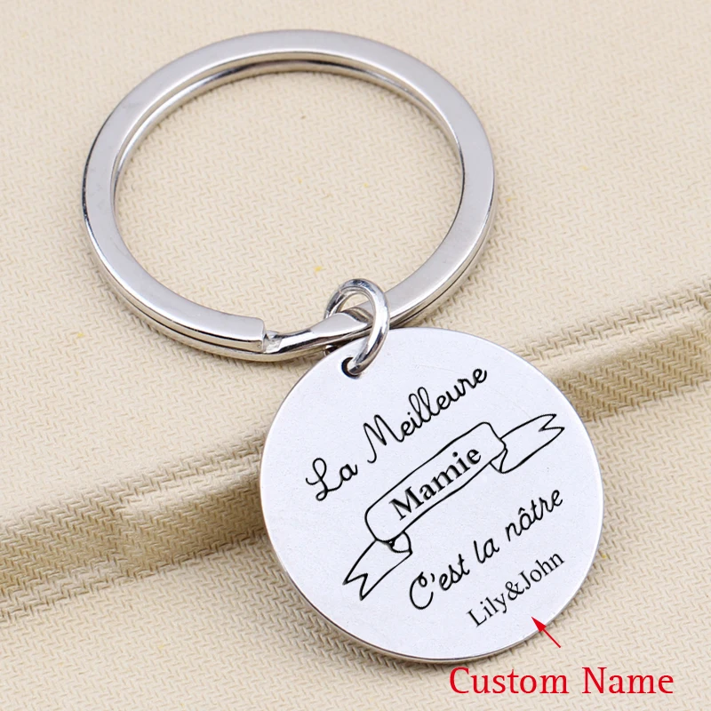 Personalized Custom Names Keychain Mother's Day Gift La Meilleure Mamie C'est la nâtre Engraved French Keyring for Godmother