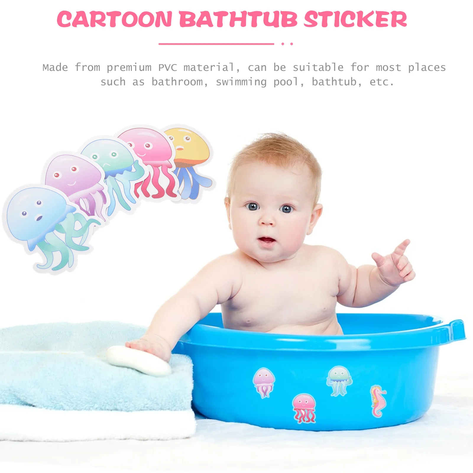 

10Pcs Cartoon Bathtub Stickers Non Slip Bath Tub Floor Decals Decorative Shower Anti Slip Safety Decals Bathroom Decor