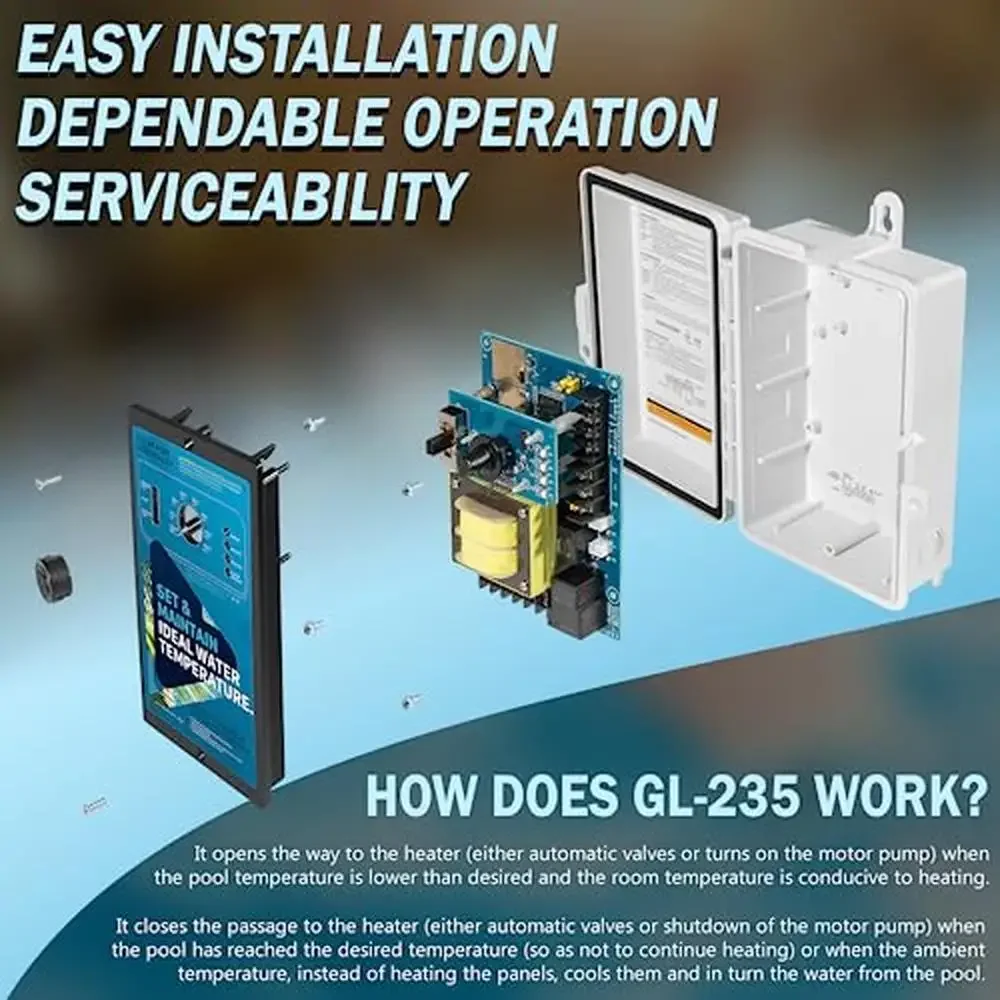 Pool Solar Temperature Controller GL-235 Aqua Solar Pool Control 12/24VAC 120/240VAC Output Pool Spa Hot Tub Heating Cooling