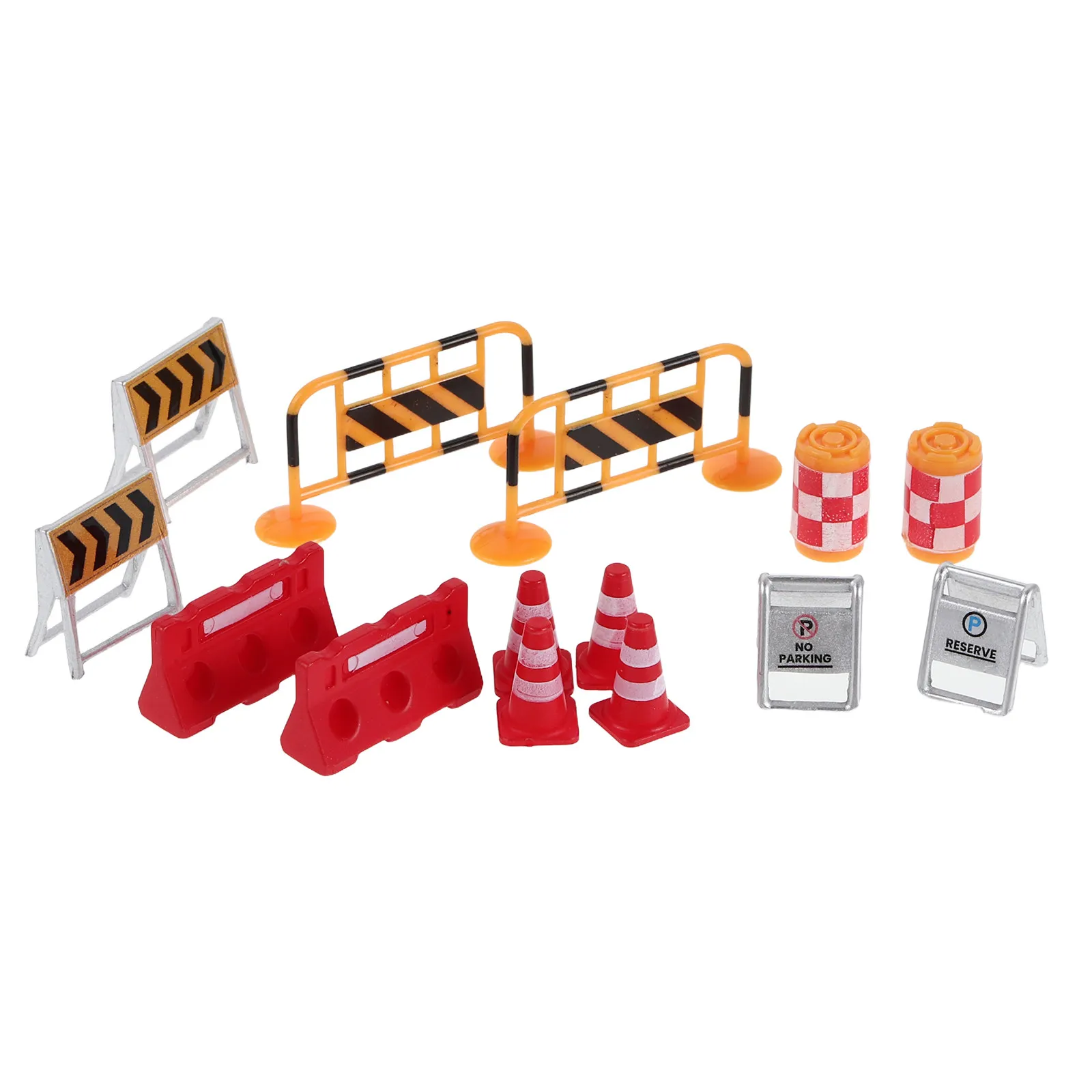14Pcs Miniature Traffic Roadblocks Universal Fit for Scale Construction Accessories Small Roadblocks for Display Mini Cones