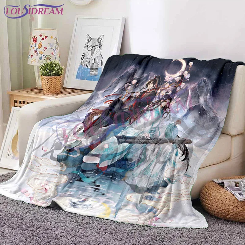 The Untamed Xiao Zhan Wang Yi Bo Soft Throw Blanket Flannel Blanket Soft Cartoon Printed Bedspread SofaThin Blanket Fans Gift