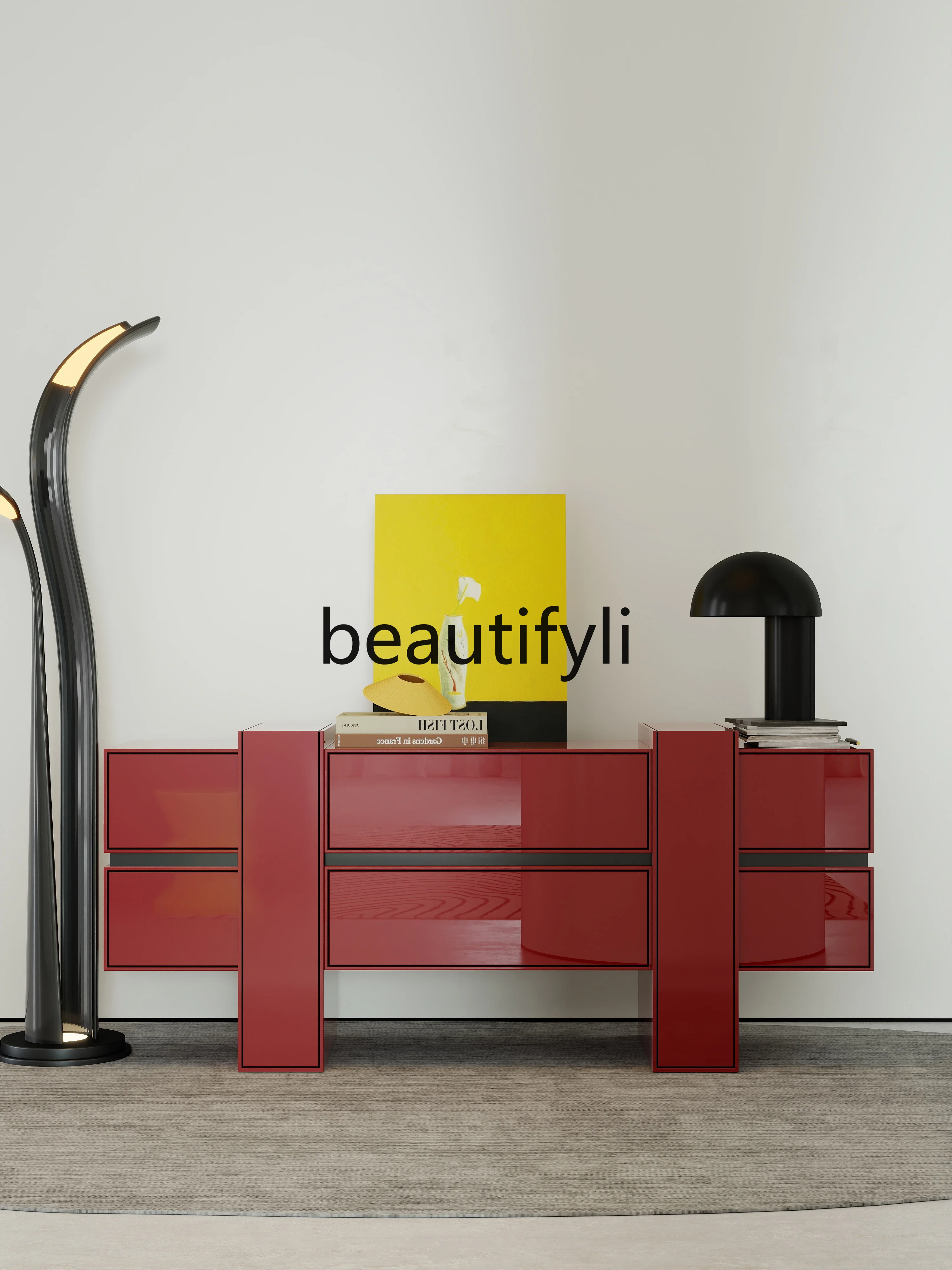 

Italian minimalist entrance cabinet light luxury high-end living room, art drawer creative storage cabinet