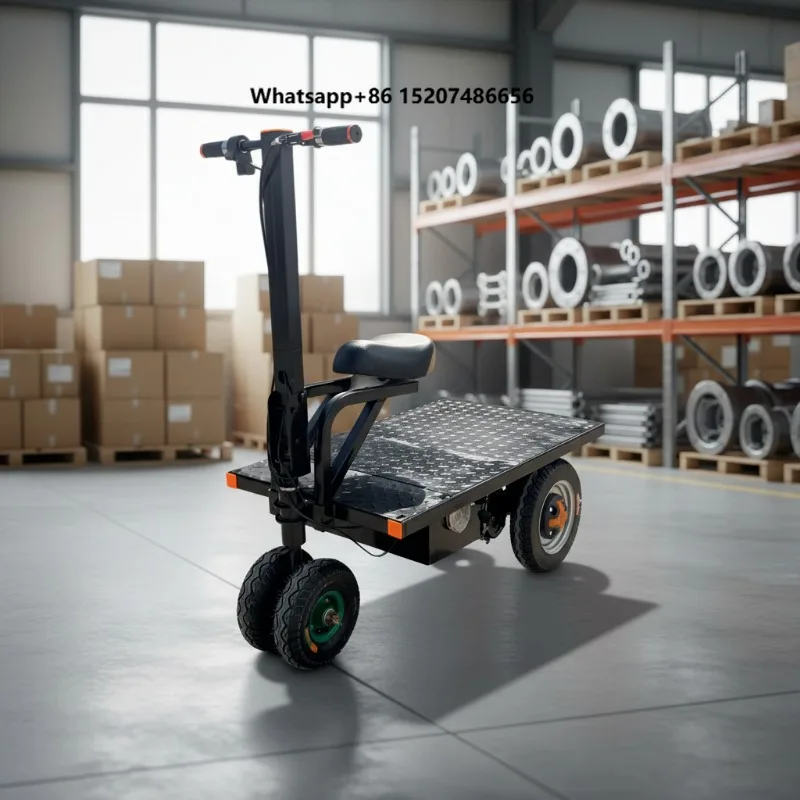 Portable Electric Platform Trolley Cart Foldable Handlebar Four-Wheel 1000W 500kg Yellow for Shopping Industrial Use OEM