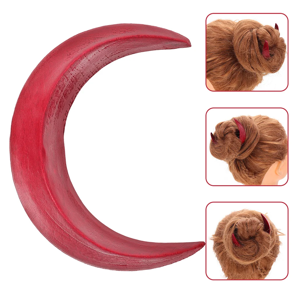 

Wooden Chopsticks Women Moon Shape Hairpin Japanese Style Retro Wedding Sticks Smooth Edges Bun Maker Long Hair Hair Clips