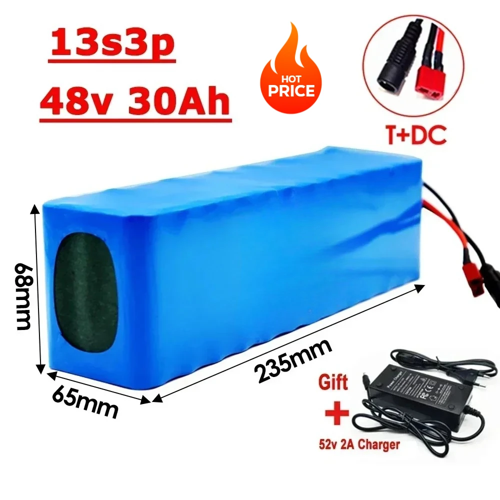 

New 48V 20Ah 2000W 13S3P DC/T Lithium Ion Battery Pack Suitable for 48V motors with BMS+54.6V Charger 18650 lithium battery