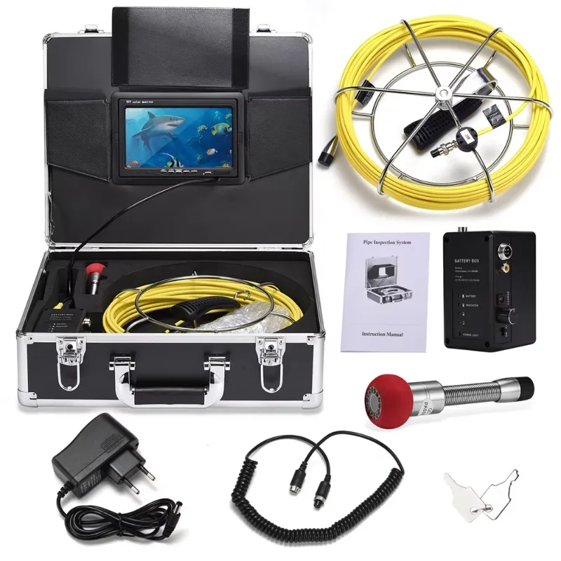 7-Inch Surveillance Drain Camera 120 Perspective Pipe Camera Pipe Inspection Camera with 512 Hz Transmitter