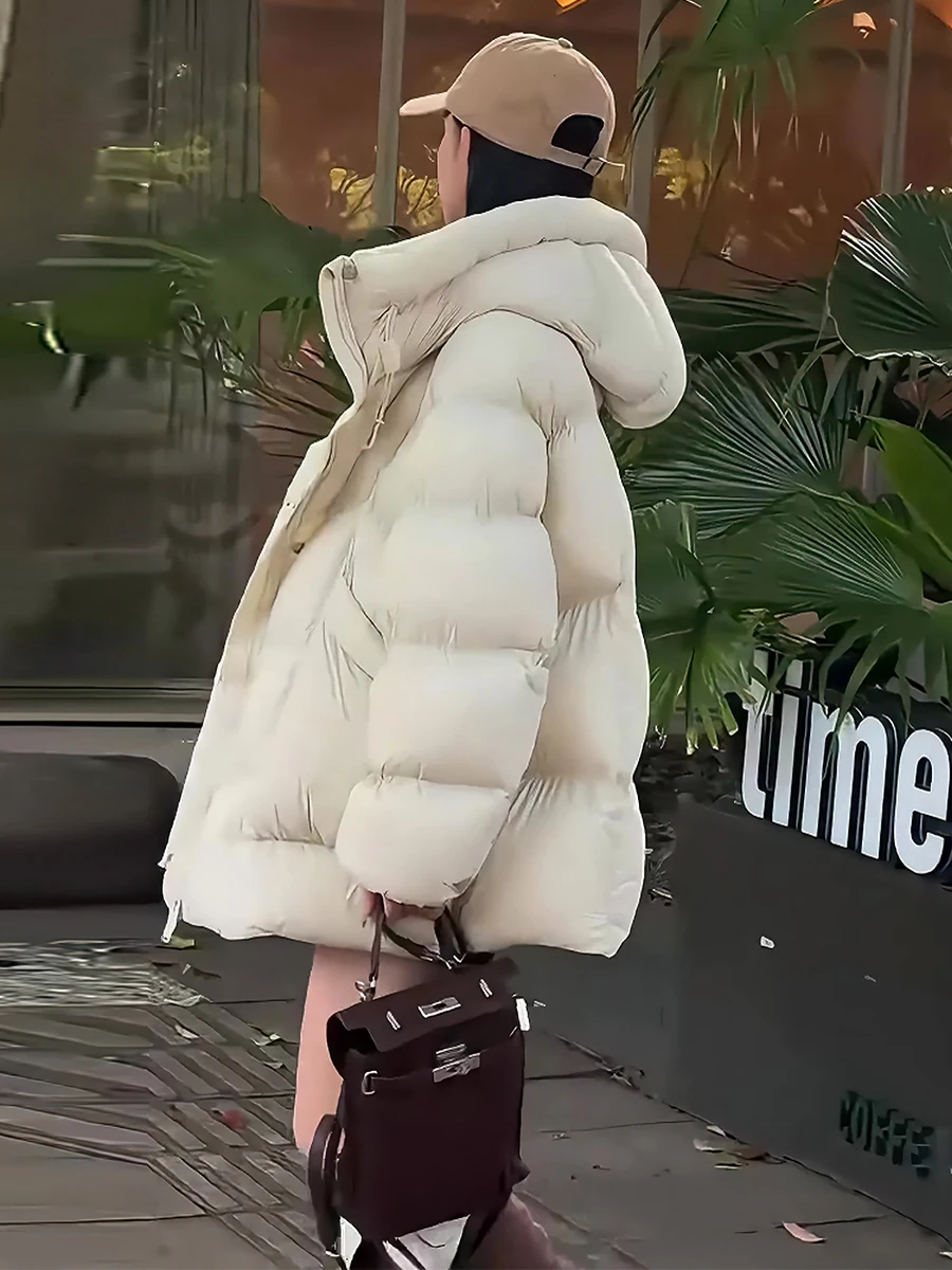 

Женская утепленная белая пуховая куртка-пуховик с капюшоном, теплая, стандартной длины, без бренда