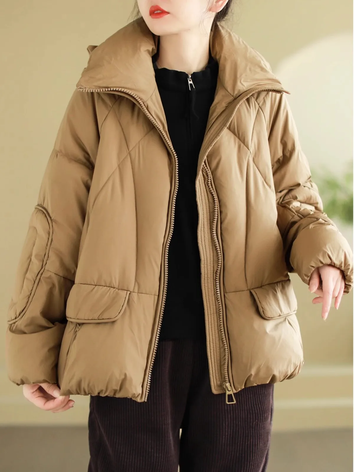 

Fall and Winter New Hooded Short Down Jacket Women White Duck Down Thickened Warm Puffer Jacket Loose Casual Coat Women