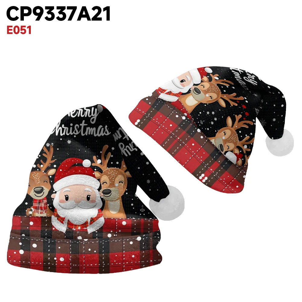 Fashionable winter Christmas hat cartoon animal Santa Claus print party daily warm and comfortable