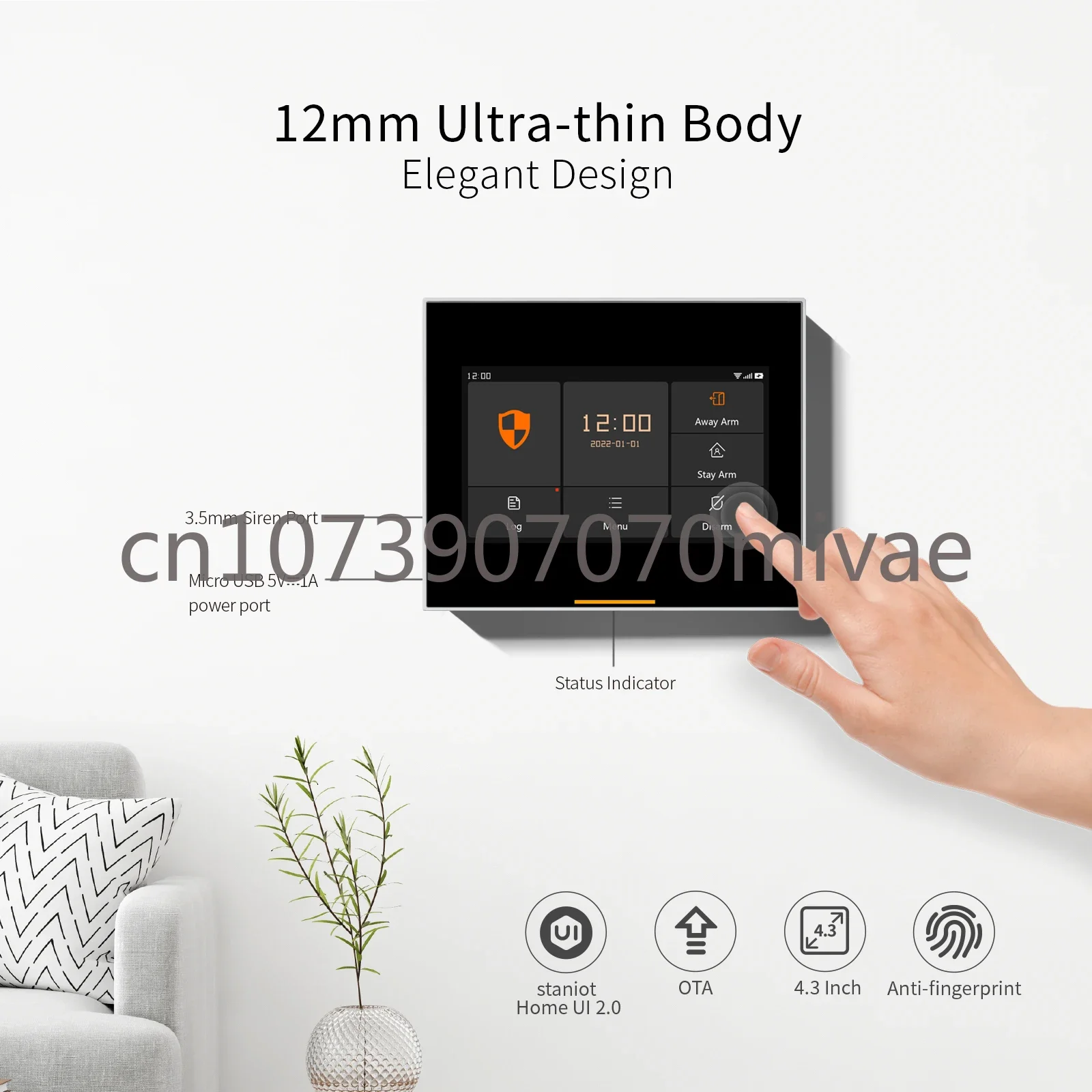 433Mhz Wireless Home Security Alarm System 4.3 Inch Display Screen Support IOS and Android App，Clear Display