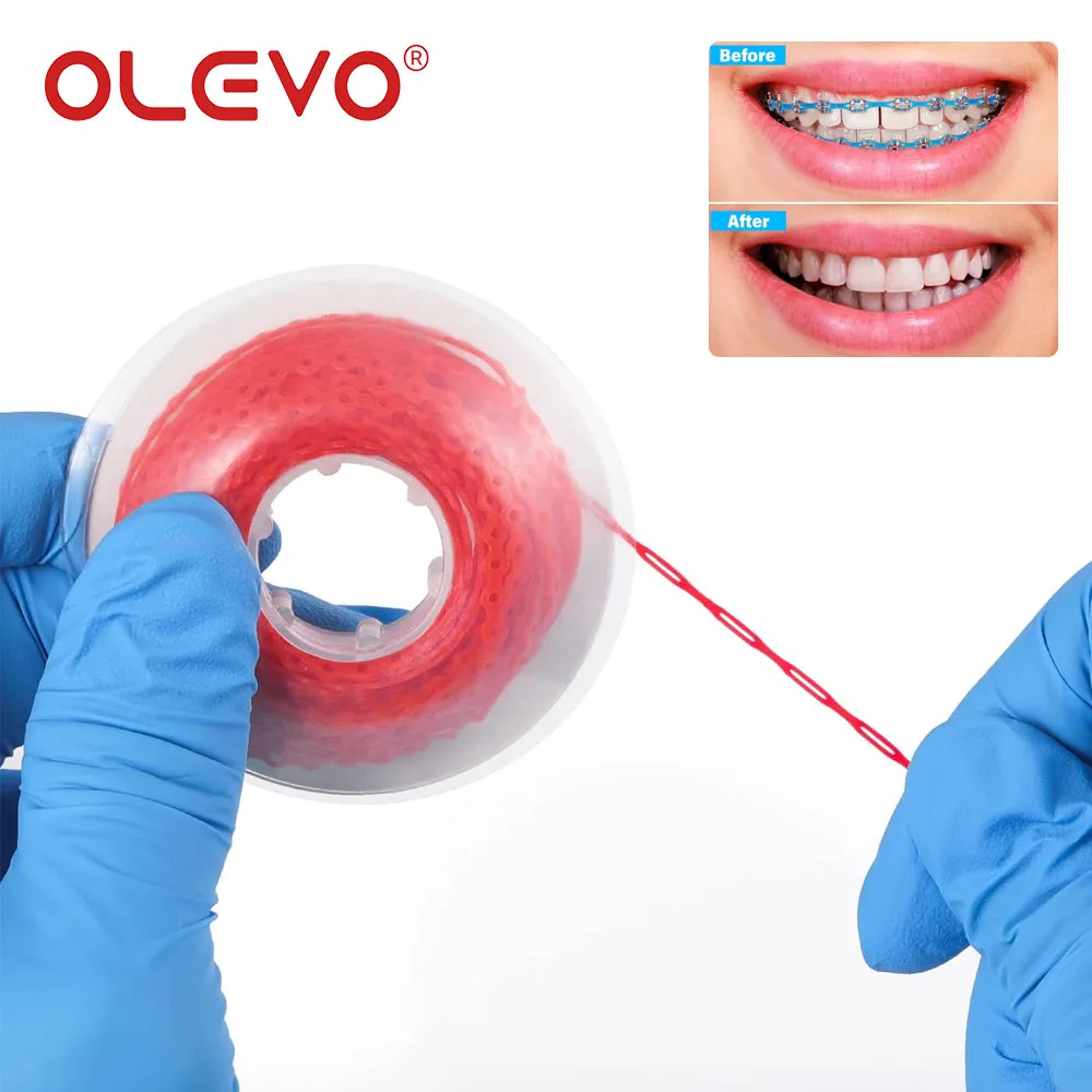 OLEVO 15 Feet Dental Orthodontics Elastic Power Chain For Braces Rubber Bands Leagues Ultra Powerchains Long Short Continuous