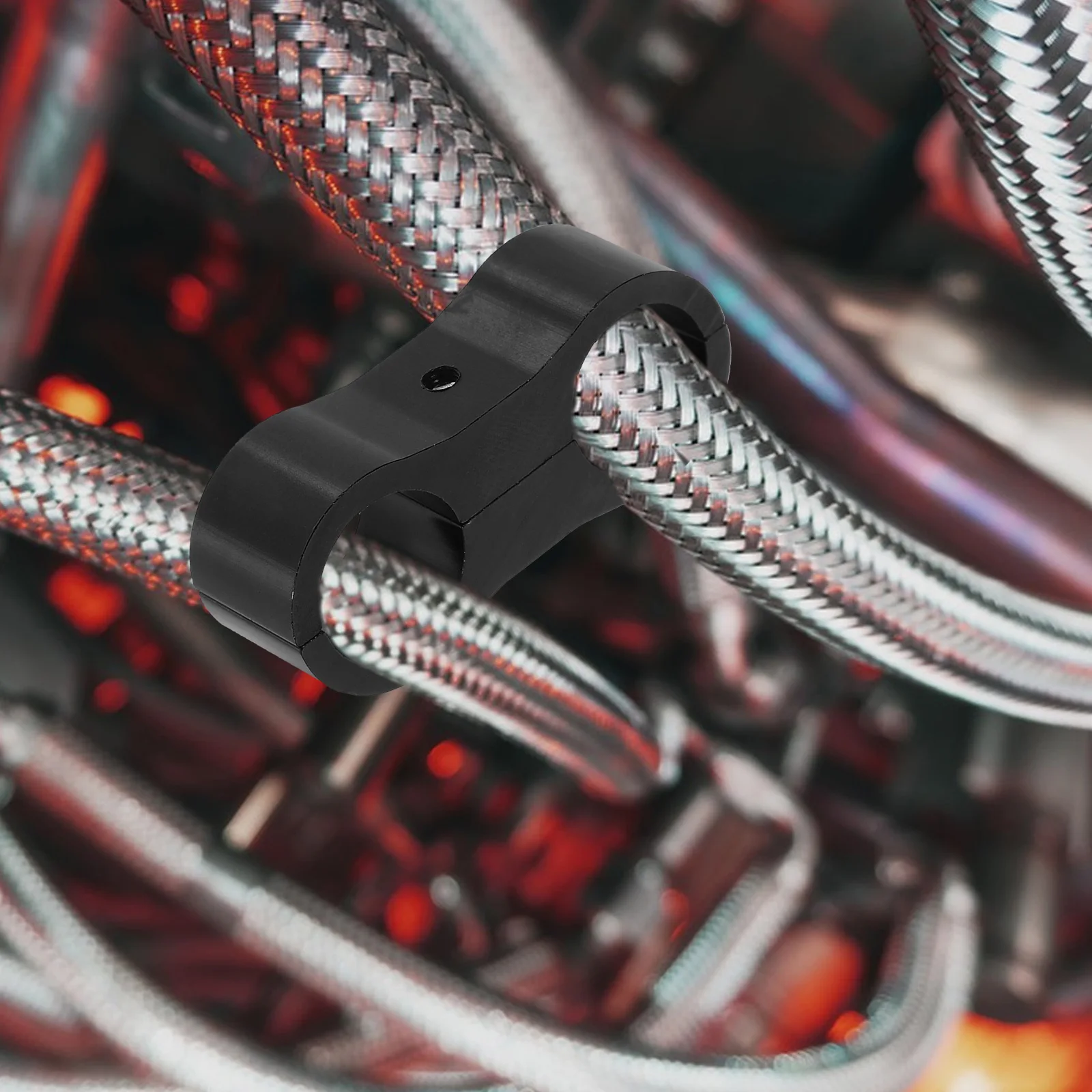 

4PCS Car Buckle Hose Separator 6AN Clamps Braided Fuel Line Mounting Tool Aluminum Black AN6 Automotive Accessories
