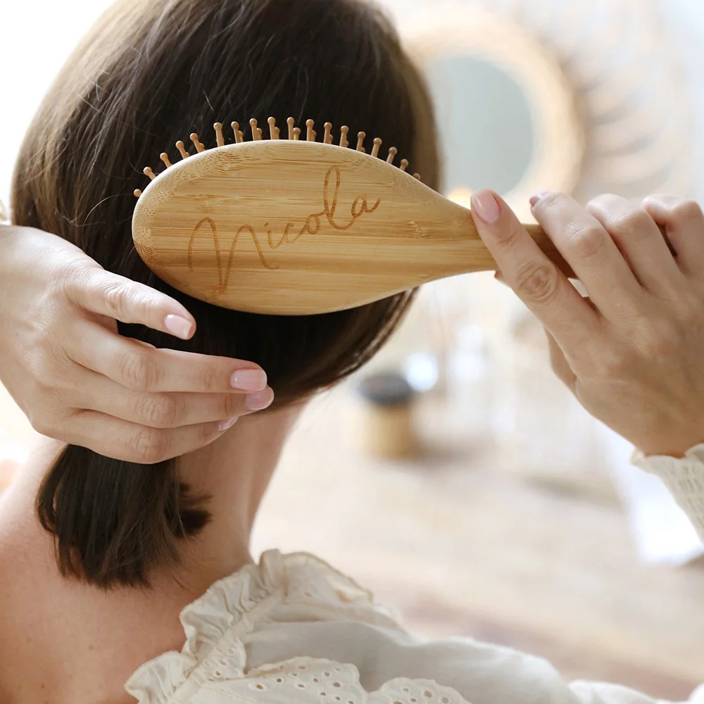 Personalised Name Women Massage Bamboo Combs Natural Wooden Hairbrush Anti-Static Bridesmaid Gifts Box Fillers for Her