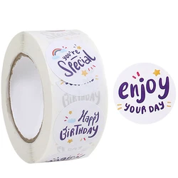 50-500pcs 1inch Cute Happy Birthday Stickers For Gift Wrapping Decoration Envelope Sealing Label Kids Toys Stationery Stickers