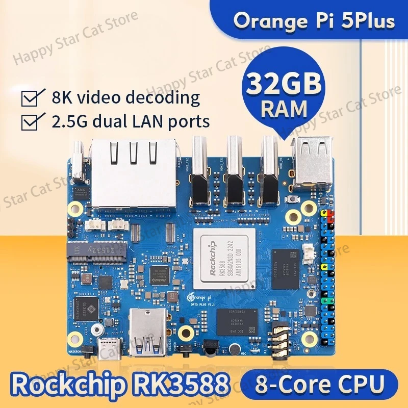 Orange Pi 5 Plus 32gb Ram Single Board Computer Rk3588 Pcie Module External Wifi-bt Ssd M2.0 Orange Pi5 Plus Development Board