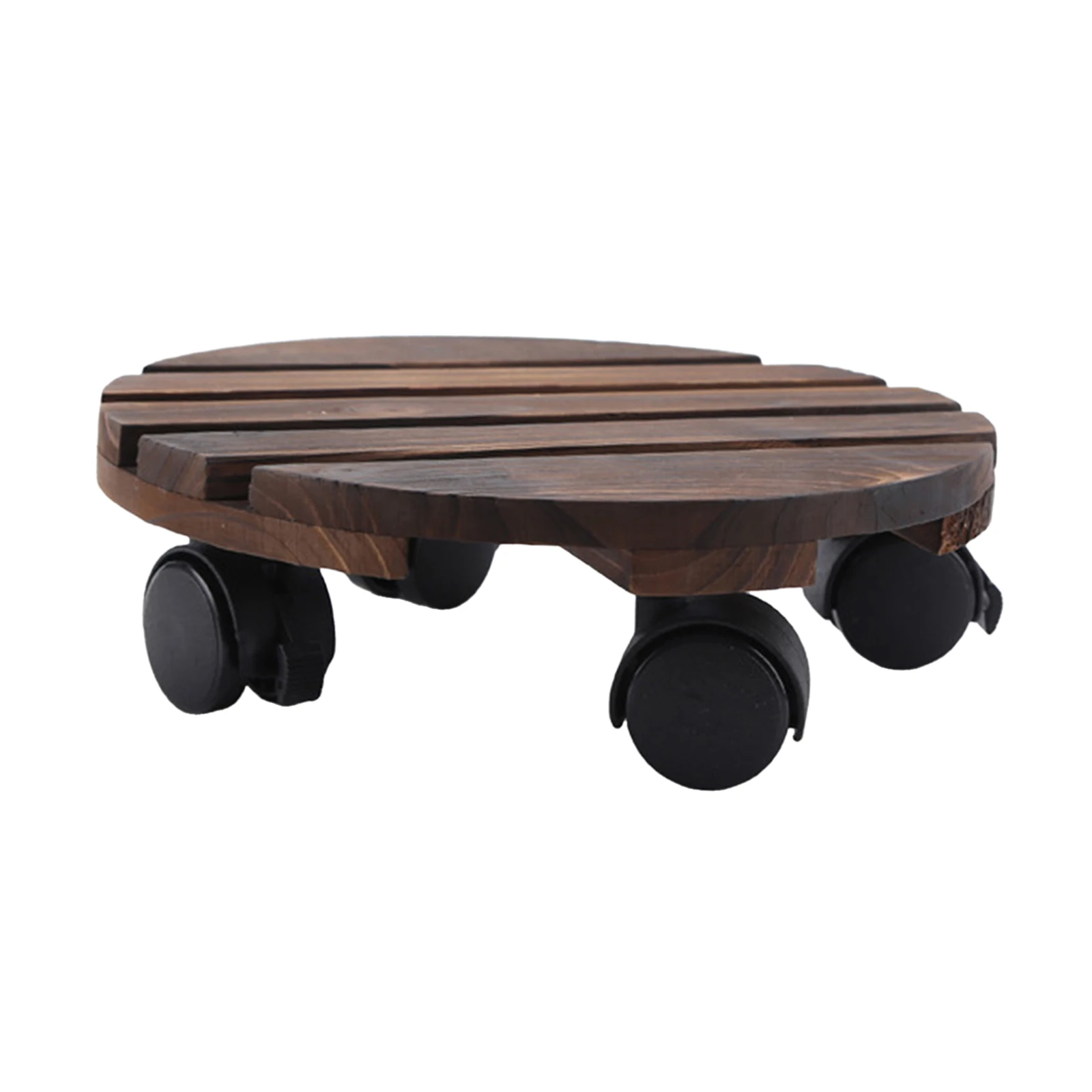 Wooden Rolling Plant Caddy Round Trolley for Moving Big Planters and Flower Pots Indoors or Outdoors Easy Moving