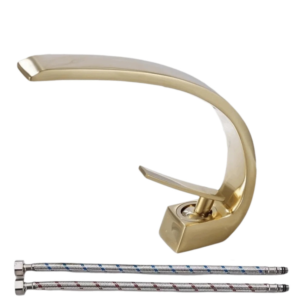 Matte Black Finish Bathroom Faucet Moon Curved Spout Minimalist Design Undermount Bathroom Faucet Durable Zinc alloy