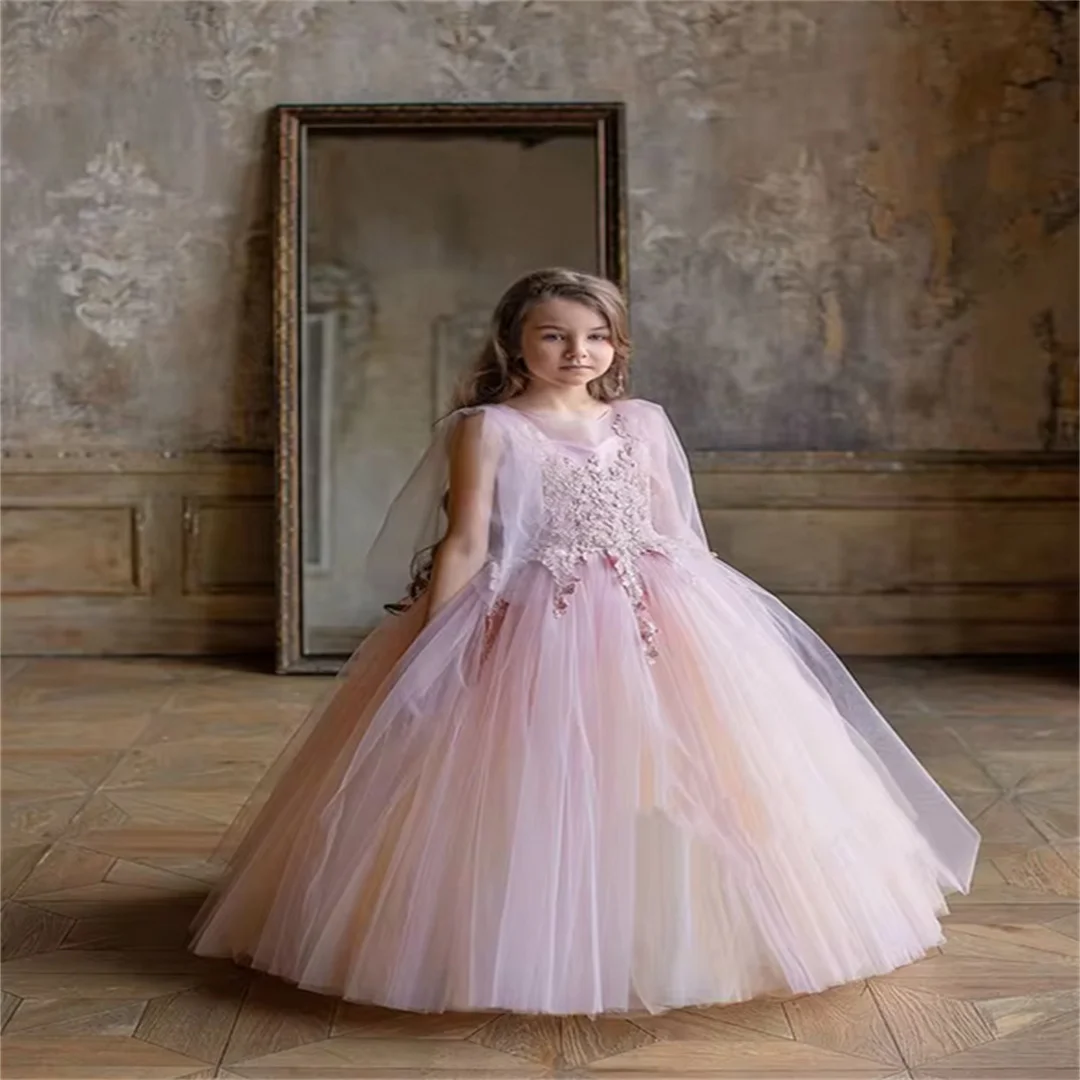 

Элегантное газовое длинное платье для свадебной вечеринки по индивидуальному заказу, бал для первого причастия, дня рождения, детская принцесса, детское официальное мероприятие