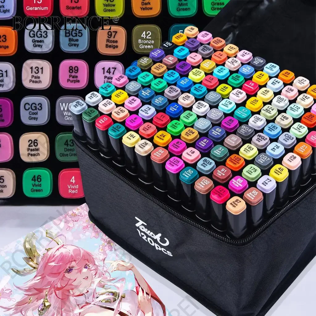 24-40 Colored Dual Tip Marker,Black Canvas Bag Fixed Base For Drawing Ceramic,Plaster,Artifact Craft Art Supplies Stationery