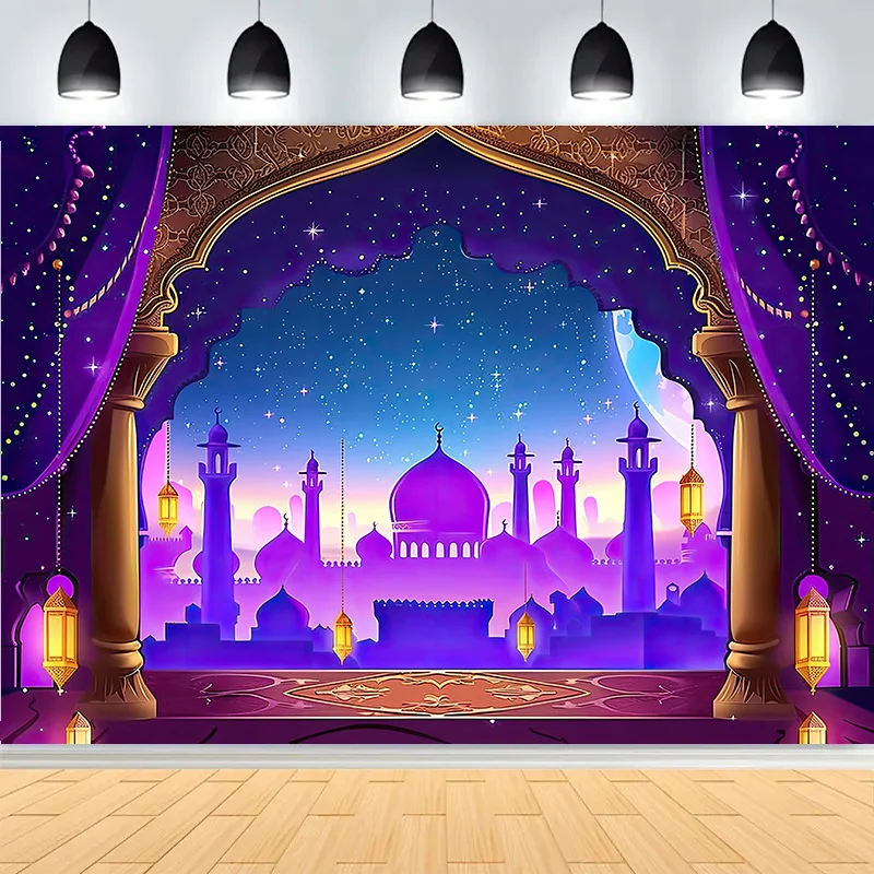 ليلة عربية مغربية حفلة غرفة المعيشة العربية نمط خلفيات للتصوير الفوتوغرافي عيد ميلاد ماجيك الجني خلفية صورة فاخرة DA-02