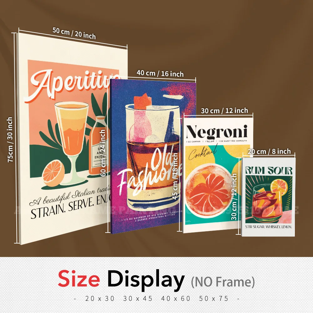 Classic Cocktail Canvas Poster Bar Wall Art Negroni Old Fashioned Cosmopolitan Mimosa Print Home Decor Kitchen Dining Room Gift view 5