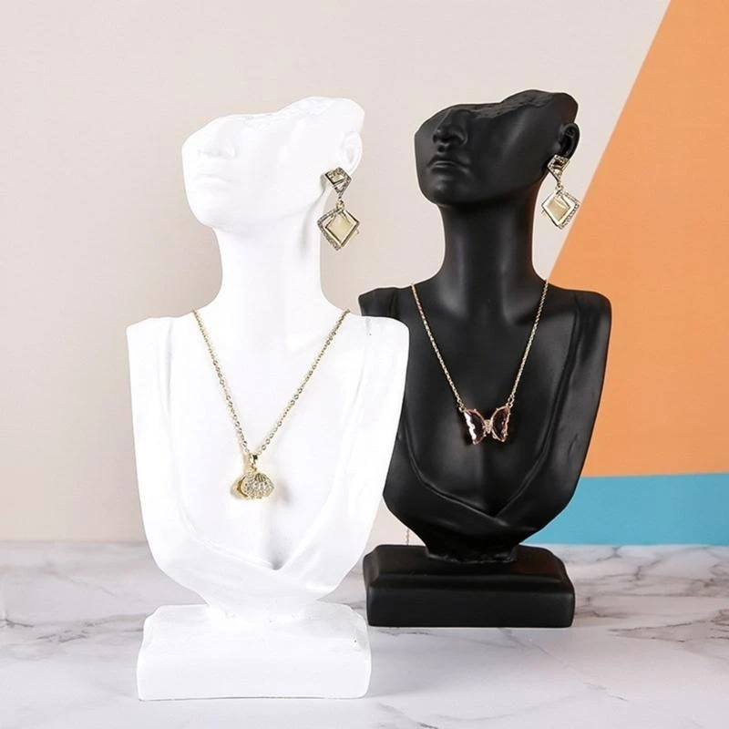  Fashion Neck Model Holder Jewelry Exhibition Stand Resin Earrings Display Holder