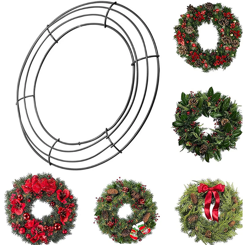 Christmas Decorations Thanksgiving Green Wreath Christmas Wreath 8/10/12/14/16 Inch Frame Wire Making Rings DIY Floral Crafts