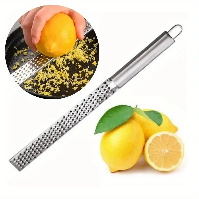 Long Handle Stainless Steel Zester and Grater,12.8 In for Parmesan,Citrus,Vegetables,Dishwasher Safe,Multi-Purpose Kitchen Tooll