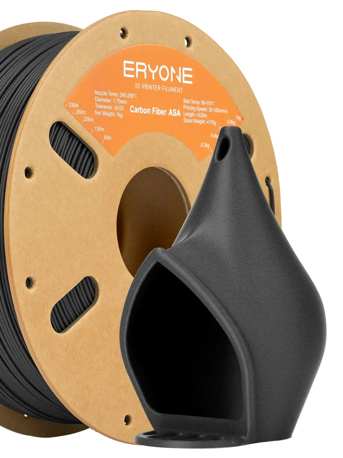 ERYONE 3KG Filament ASA wzmocniony włóknami 1.75mm, Filament do drukarek 3D z włóknami węglowymi i szklanymi, Wysoka sztywność, Zestaw ekonomiczny z szpulą 1kg — zdjęcie produktu 7