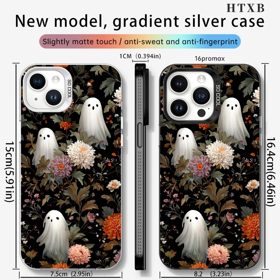 Capa de telefone fantasma crisântemos para iPhone 17 a 11 Pro Max Plus